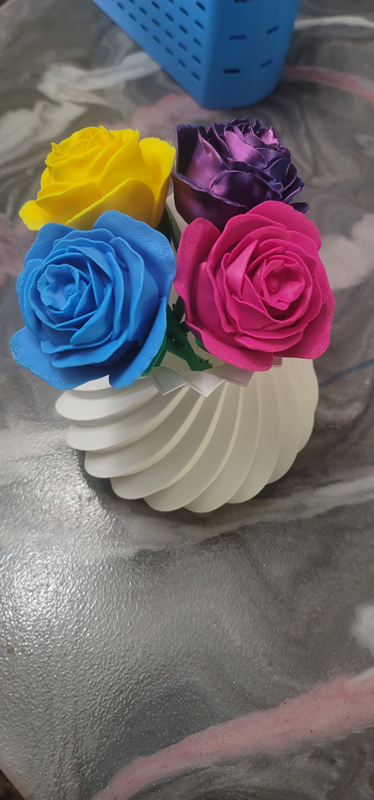 Colorful Rose Bouquet with Spiral Vase