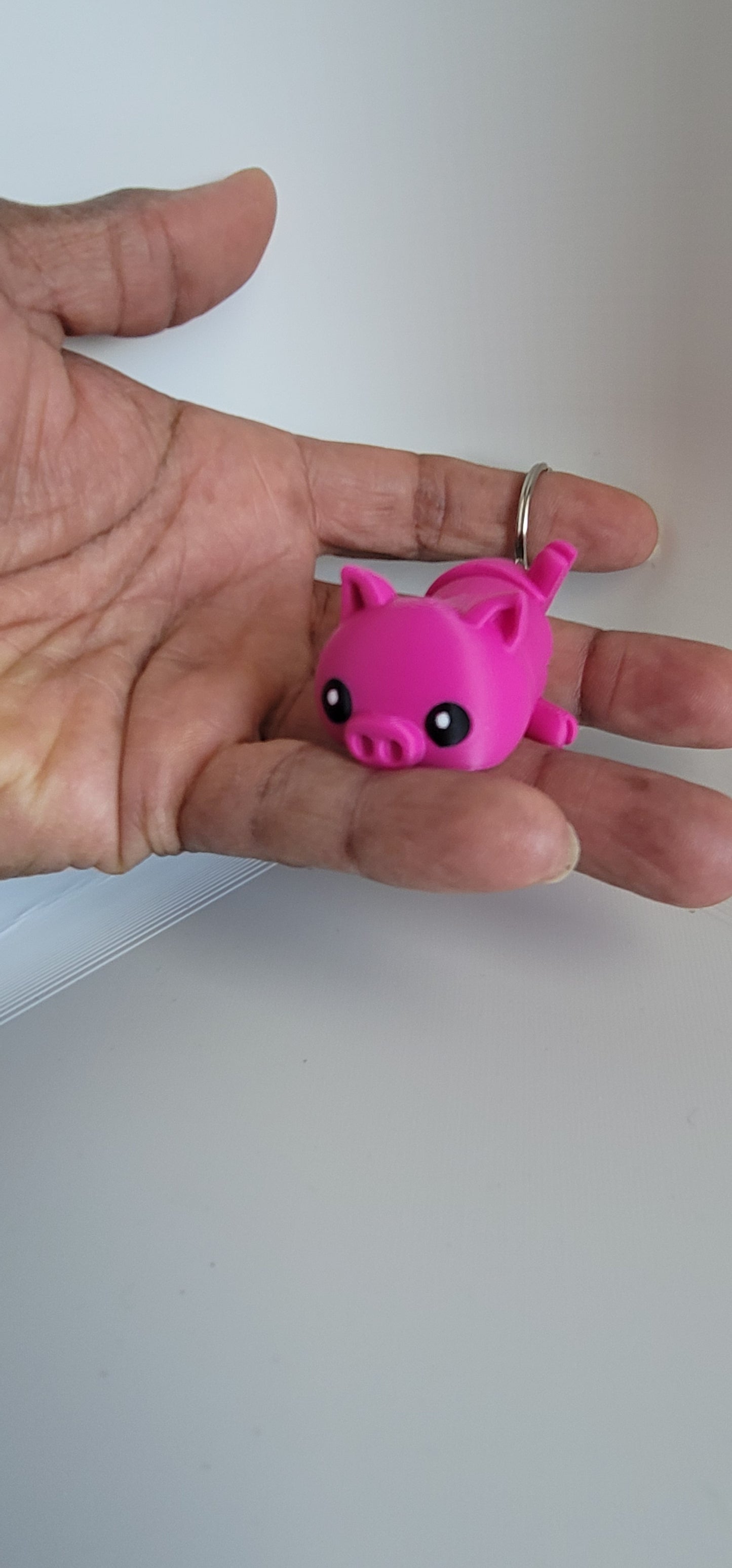 3D printed flexi pig keychain, articulated fidget toy, handmade in Reno NV