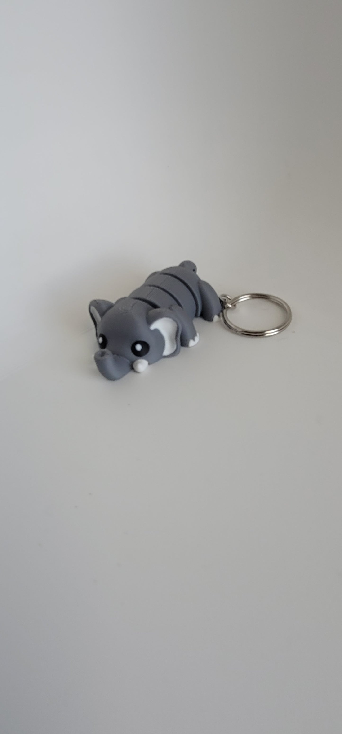 Flexi Elephant Keychain 3D Printed Gray Articulated Animal Fidget Toy Gift
