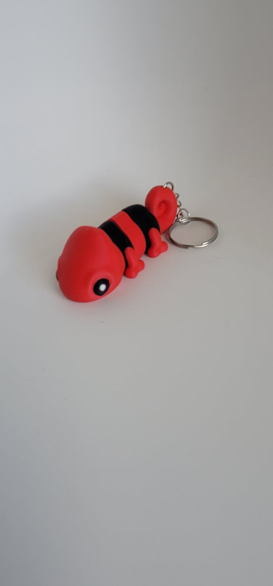 3D printed flexi chameleon keychain, articulated fidget toy, handmade in Reno NV