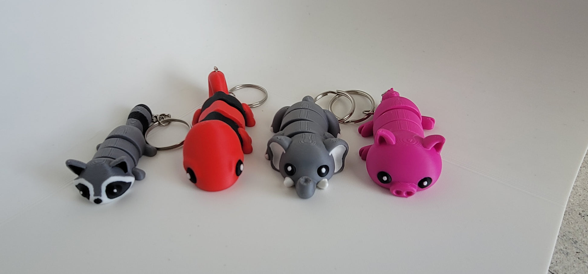 Mix and match flexi animal keychain bundle, 3D printed handmade, Woody Burns Home Creations