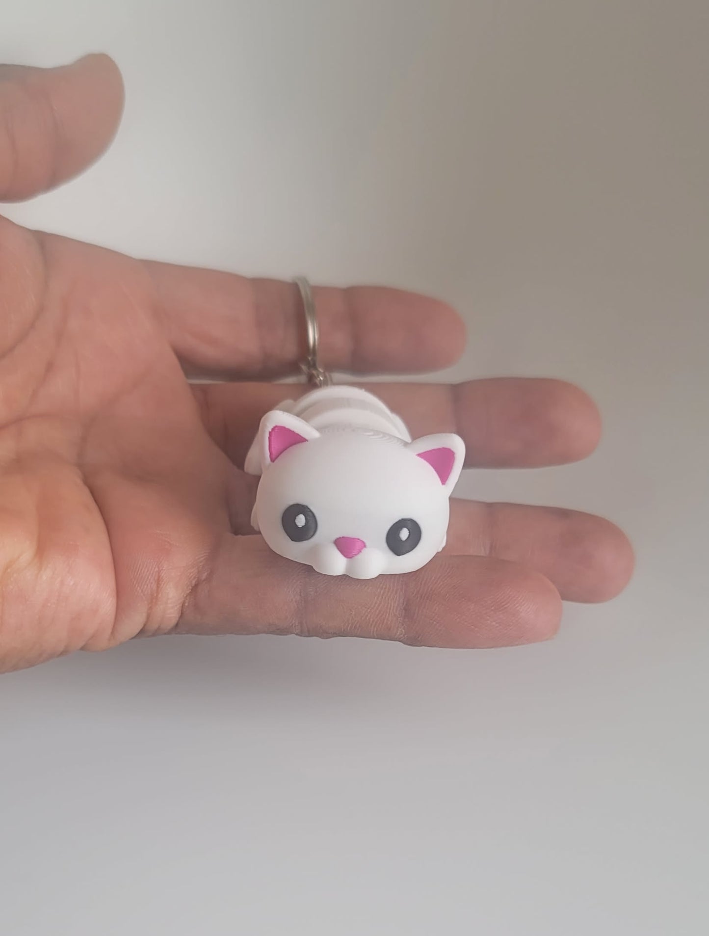 Flexi Cat Keychain 3D Printed Articulated Animal Fidget Toy Handmade Gift Cute