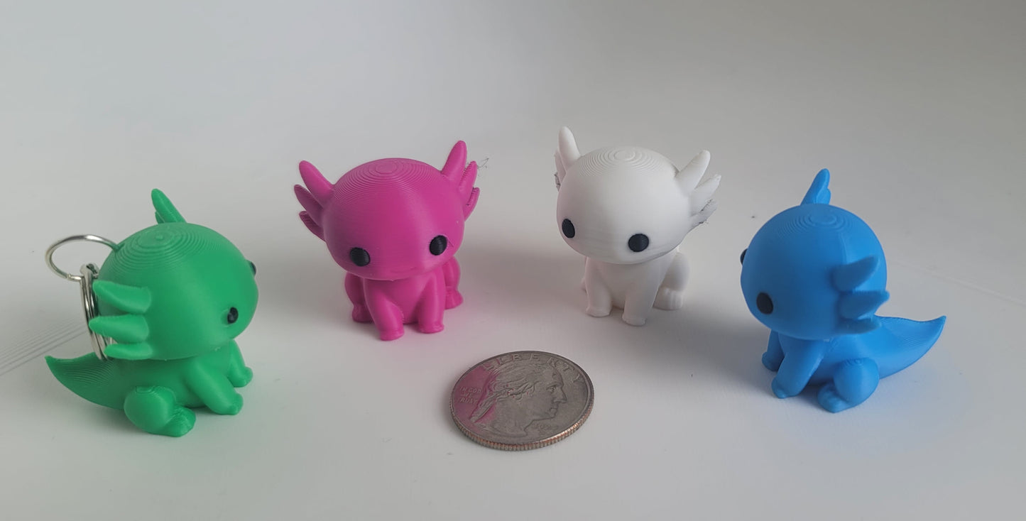 Flexi Axolotl Keychain 3D Printed Articulated Cute Desk Toy Fidget Animal Gift
