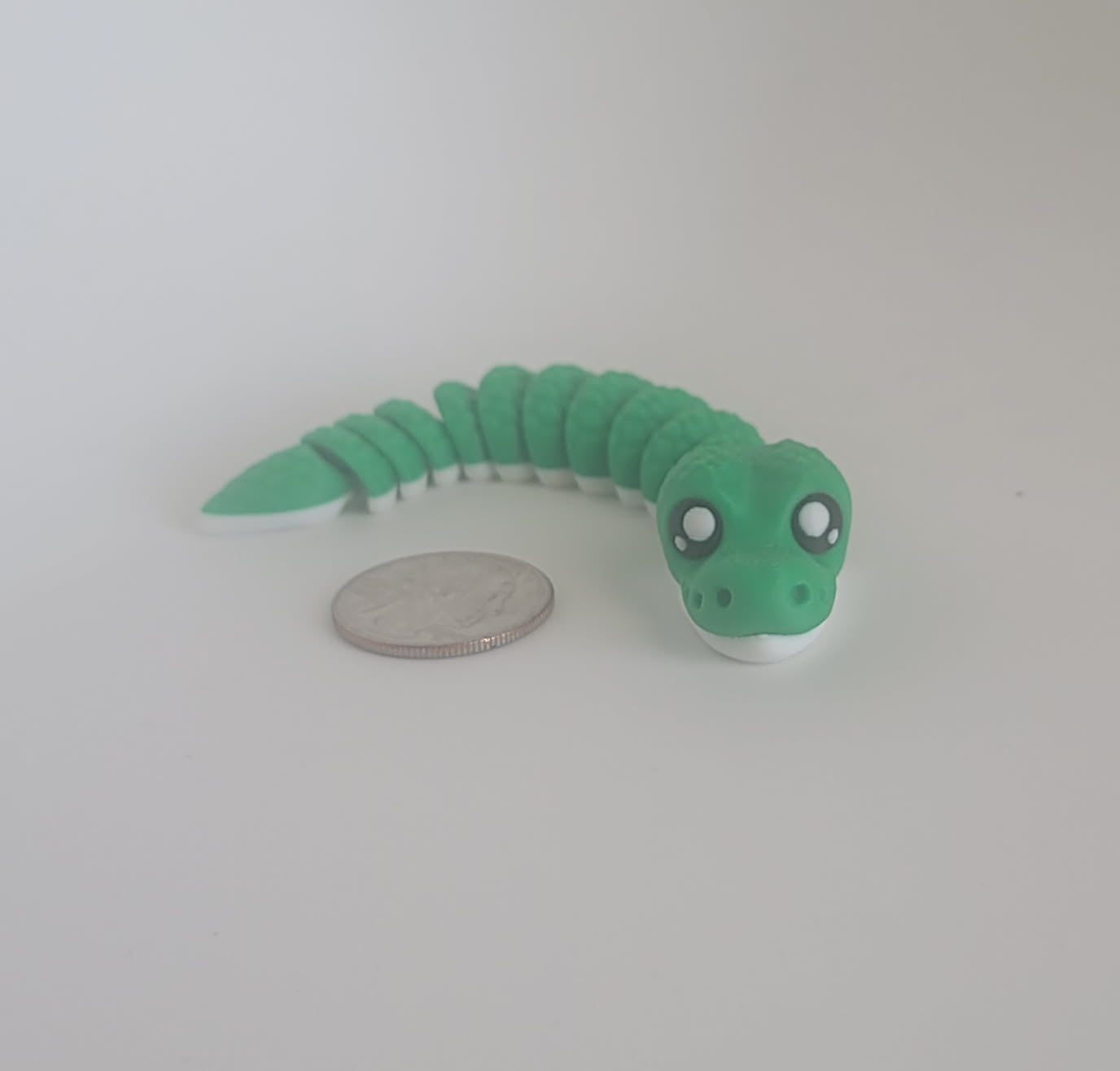 3D printed flexi snake keychain, green, articulated reptile fidget toy, handmade Reno NV