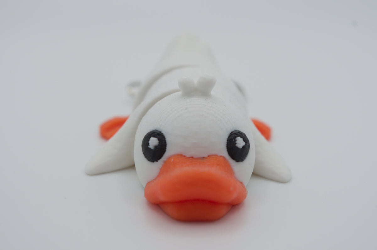 Flexi Duck Keychain 3D Printed Articulated Animal Fidget Toy Yellow Cute Gift