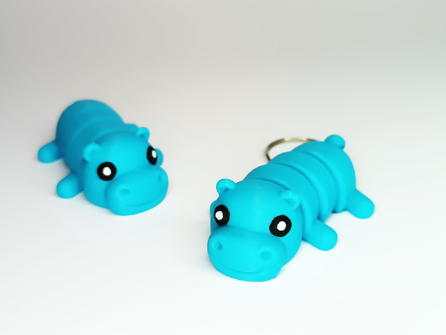 Flexi Hippo Keychain 3D Printed Articulated Animal Fidget Toy Handmade Gift