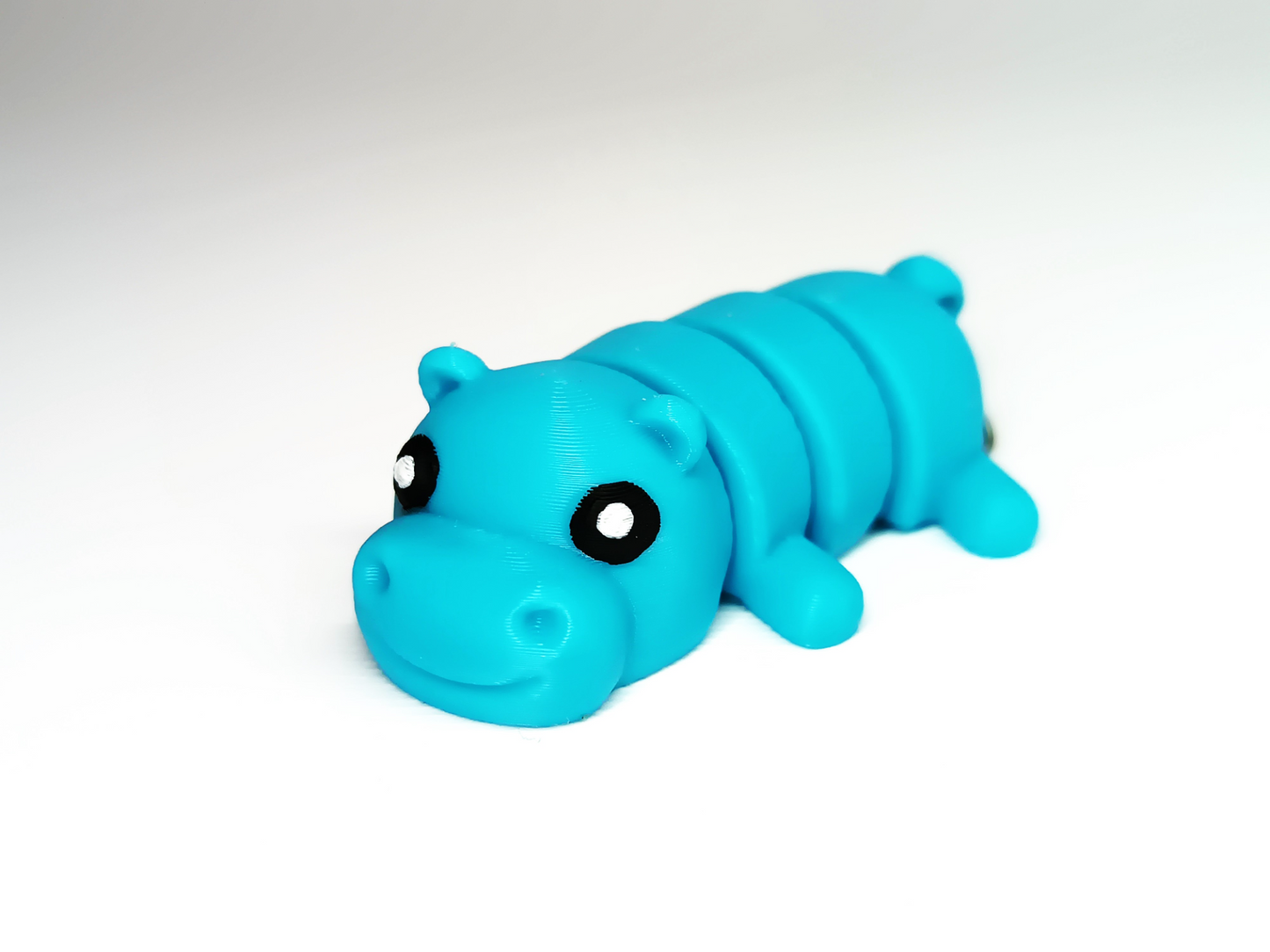 Flexi Hippo Keychain 3D Printed Articulated Animal Fidget Toy Handmade Gift