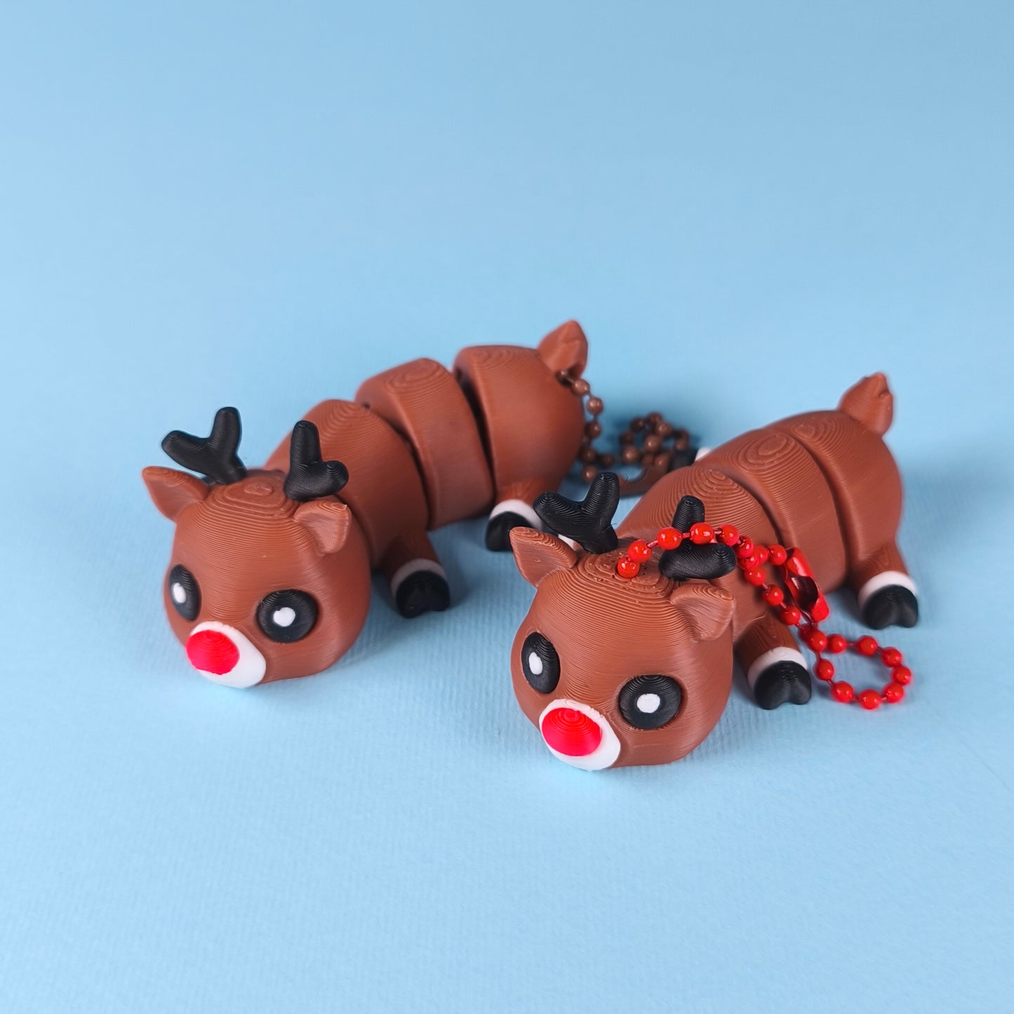 Flexi Rudolph Reindeer 3D Printed Articulated Christmas Fidget Keychain Gift