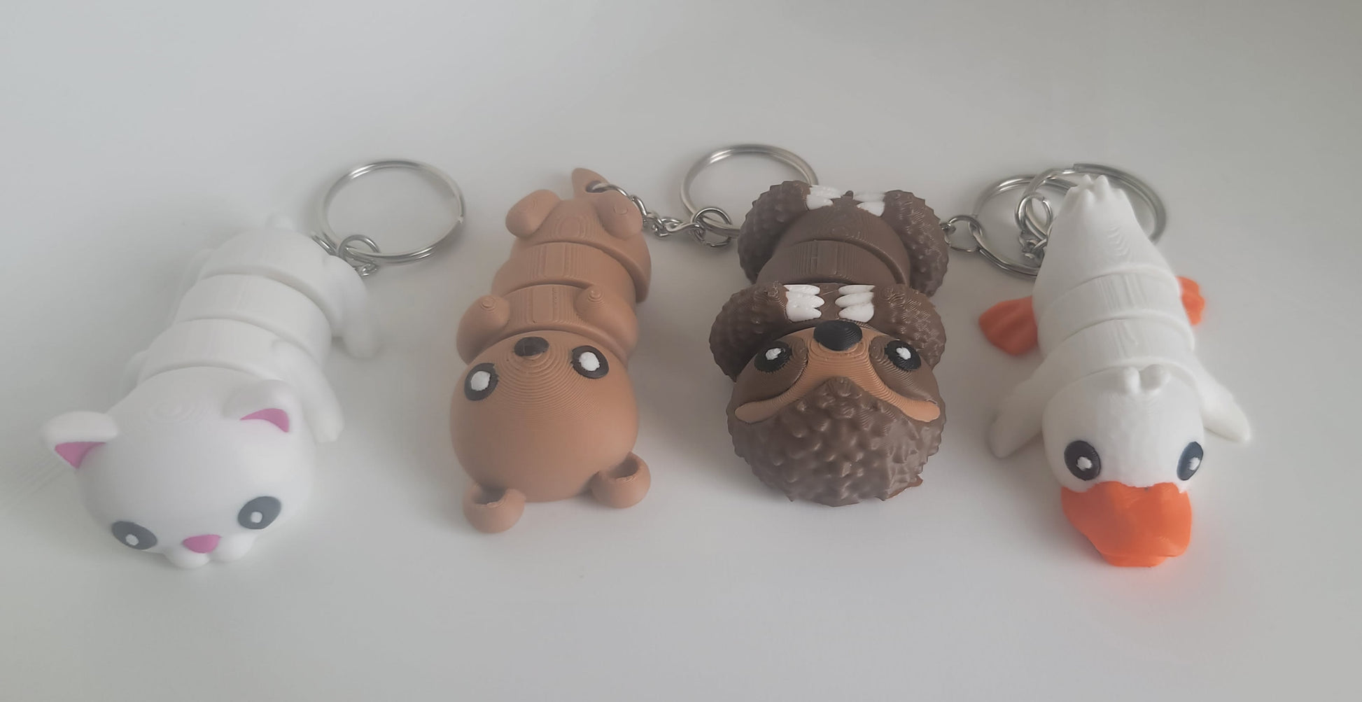 Flexi animal keychain 5-pack bundle assortment showing variety of animals, 3D printed