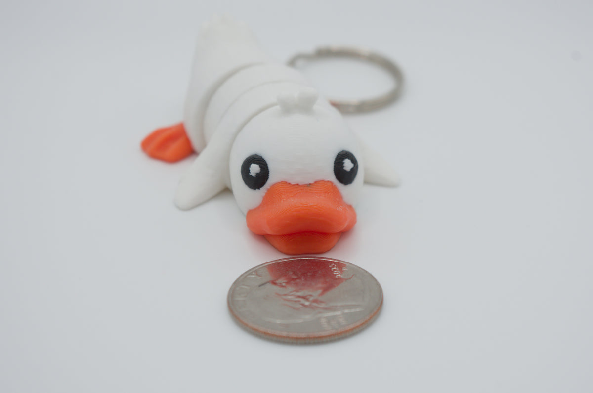 Flexi Duck Keychain 3D Printed Articulated Animal Fidget Toy Yellow Cute Gift