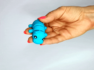 Flexi Hippo Keychain 3D Printed Articulated Animal Fidget Toy Handmade Gift